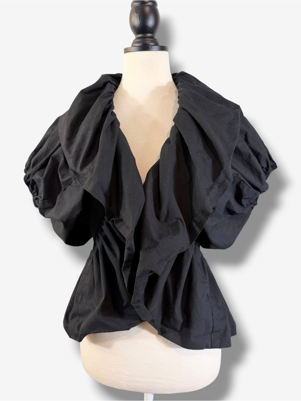 Grace Elements Black Shrug Cardigan Jacket Size L Puff Sleeve Collar Holiday